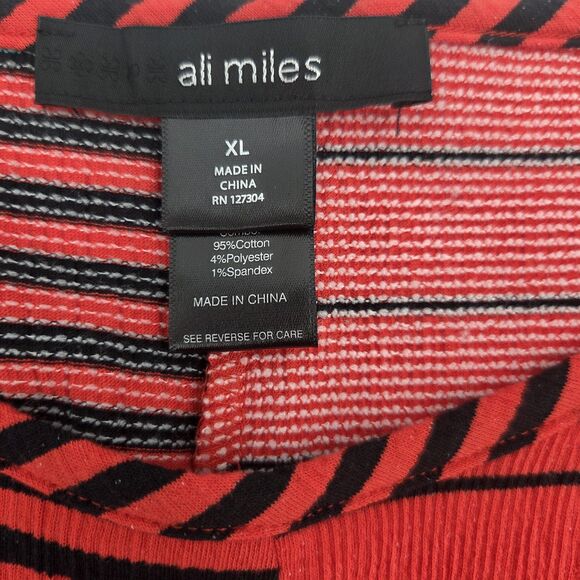 Ali Miles Mixed Stripe Print Tunic Blouse Top Womens Size XL Boho Patchwork - Picture 4 of 9